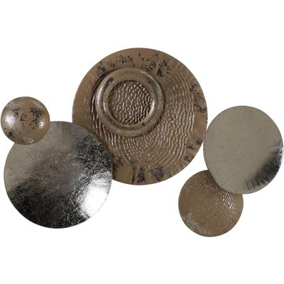 Placa de Pared Metálica Esferas Doradas 62x40cm NX