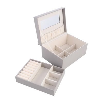 Joyero Gris Cuadrado 15.5cm con Espejo Noritex – Organización