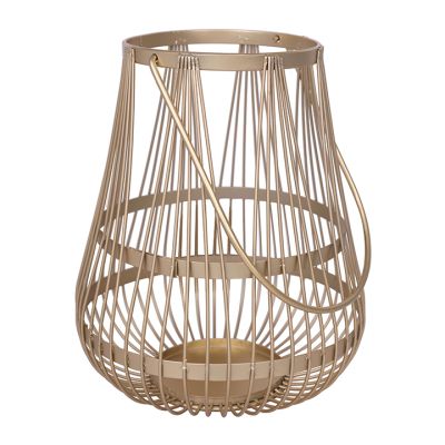 Portavela Metálico Linterna Dorada 20x24cm Noritex
