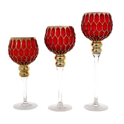 Set Portavelas 3 Copas Rojas Concepts – Decoración