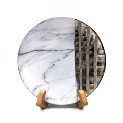 Plato Decorativo Redondo 30cm Mármol/Plata Concepts – Centro de Mesa