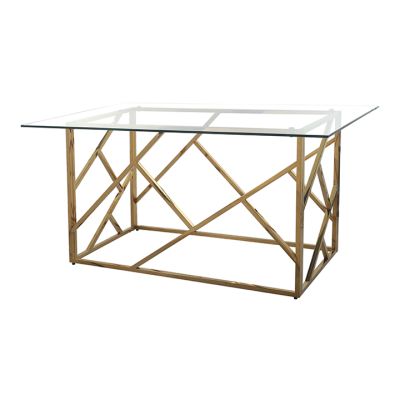 Mesa Vidrio Base Dorada 150x90x75cm Concepts