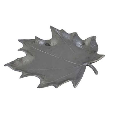 Plato Decorativo Hoja Otoño Plata 30cm NX