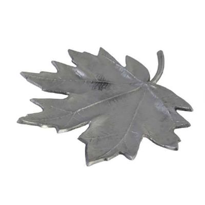 Plato Decorativo Hoja Otoño Plata 33cm NX