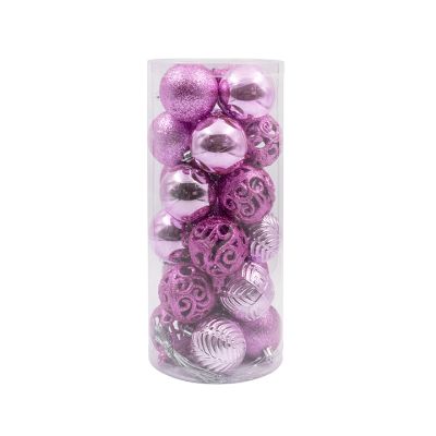 Set 24 Piezas Bolas Navidad (Rosado-6Cm) Variadas Sunrisecorp
