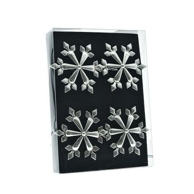 Set Aros Servilleta 4 Piezas Copos Plata Santini 400050 – Estilo Navideño