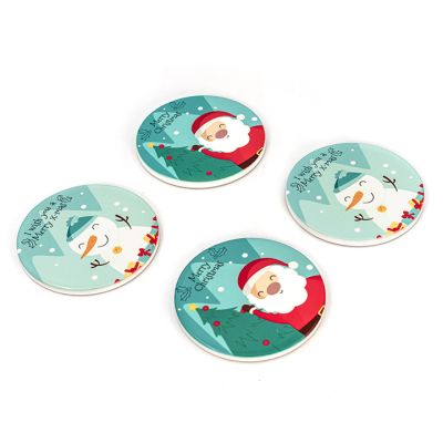 Juego Portavasos Merry Christmas 4 Piezas Surtidos 10.7X0.8Cm Santini (180-2200172)