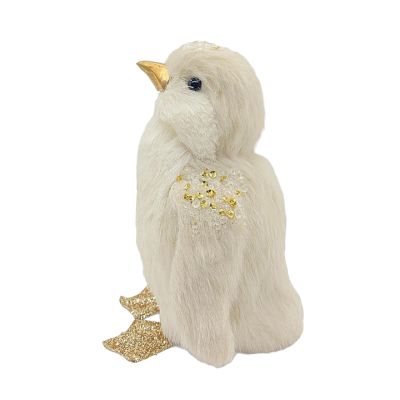 Adorno Navideño Pinguino 15Cm Blanco/Dorado Santini
