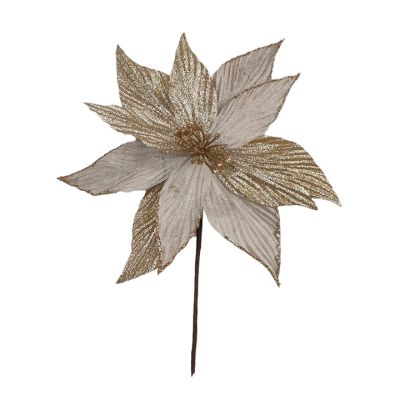 Flor Navideña Decorativa 26X20cm Champagne Santini (140-2500956)