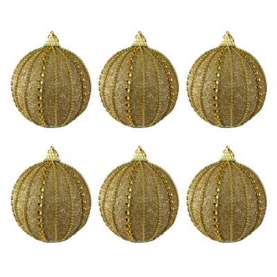 Set 6 Bolas Decorativas 8Cm Champagne Escarchado Santini (130-2501799)