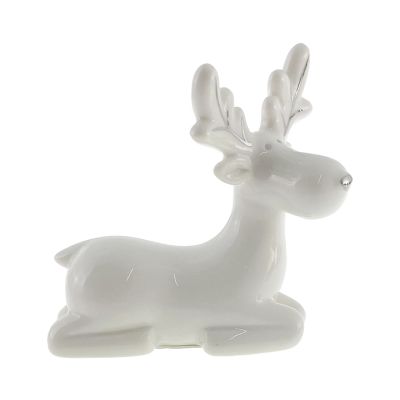 Adorno Navideño Reno Blanco 8.7cm Santini 2800155 – Decoración Clásica