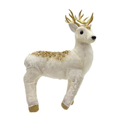 Adorno Navideño Reno 27Cm Blanco/Gold Parado Santini (201-3500138)