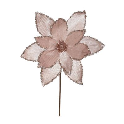 Flor Navideña Magnolia Decorativa 35Cm Rosada Santini (140-4101545)