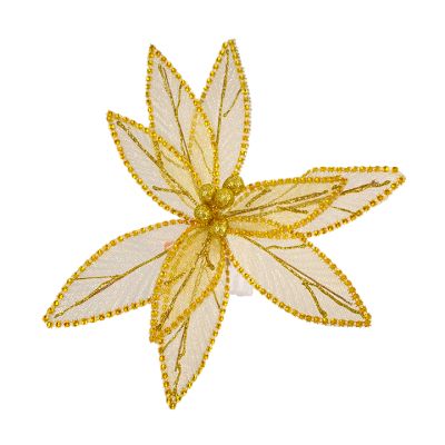 Flor de navidad decorativa 30cm Dorada XMAS SANTINI
