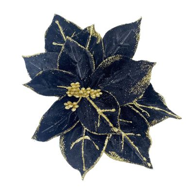 Flor de navidad decorativo 30cm Negro SANTINI