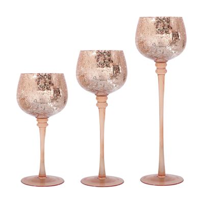 Set Portavelas 3 Copas Rosadas Santini