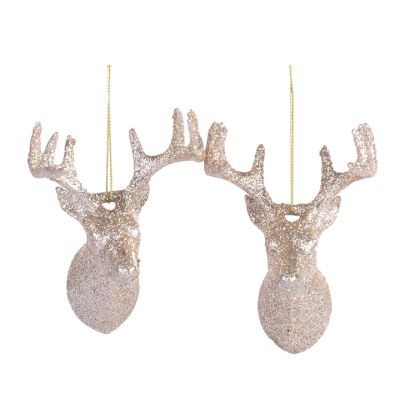 Set Adorno Colgante 2 Piezas Reno 13cm Champagne Santini 0700042 – Decoración Navideña