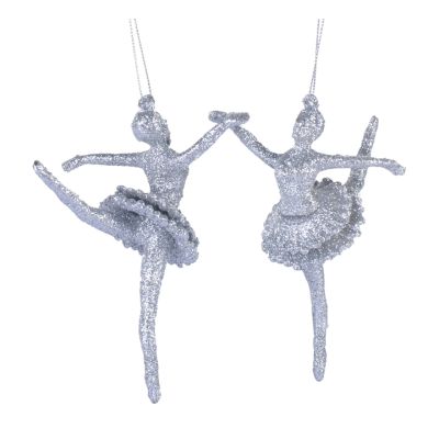 Set Adorno Colgante 2 Piezas Bailarina 13cm Silver Santini 0700048 – Estilo Elegante