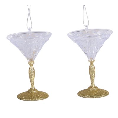 Set Adorno Colgante 2 Piezas Copas 9cm Gold Santini 0700063 – Decoración Elegante