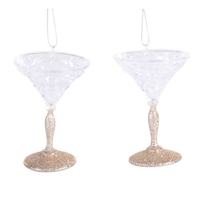 Set Adorno Colgante 2 Piezas Copas 9cm Champagne Santini 0700064 – Estilo Festivo