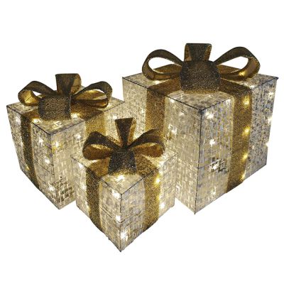 Set Cajas Regalos 3 Piezas Dorada con Luz a Batería Santini (201-7200083)