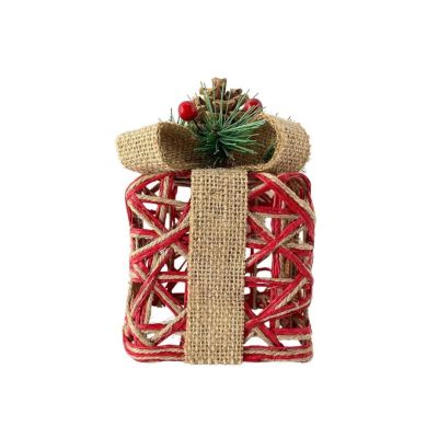 Adorno Caja de Regalos Decorativa Rojo/Yute Santini 3700061 – Estilo Rústico
