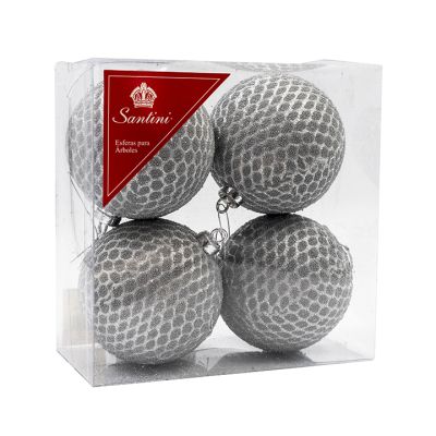 Bola Decorativa 4 Piezas 10Cm White Santini (130-5000062)