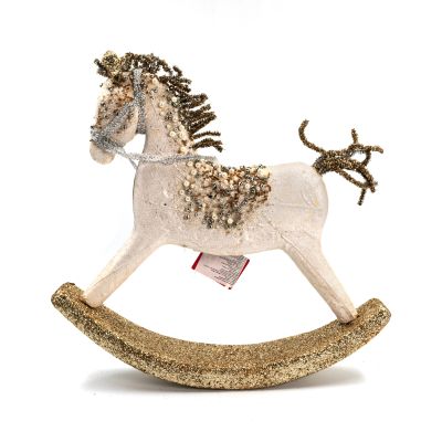 Adorno Navideño Caballo 36cm Blanco/Dorado Santini 6900034 – Estilo Elegante