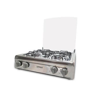 Cocineta a gas 4 quemadores 60 cm Berlín tapa vidrio inox - Umco 8057