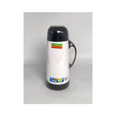 Termo Plástico 1L Blanco/Negro Liso Vanyplas 35080 – Conservación de Bebidas