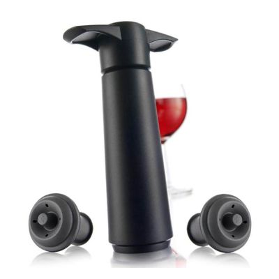 Bomba al Vacío con 2 Tapones Conservador de Vino Negro Vacu Vin 9814606 – Conservación Premium