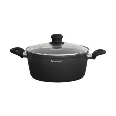 Cacerola Aluminio 28cm con Tapa Vulcano Negro Inducción Warenhaus M29350 – Gran Capacidad