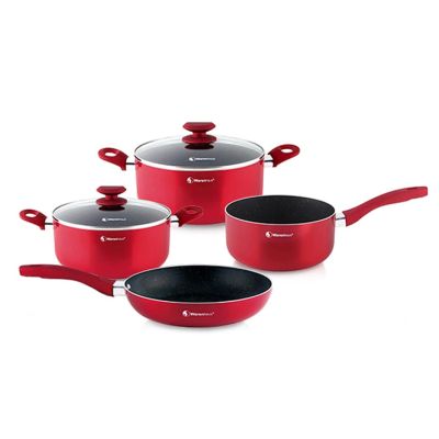 Set Ollas 6 Piezas Rojo Satin II Inducción Warenhaus M29904 – Cocina Completa