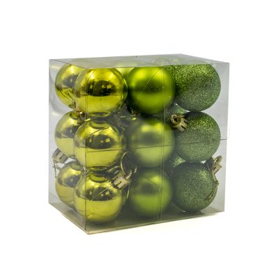 Set de 18 bolas navideñas verdes 4 cm – mate, brilloso y escarchado