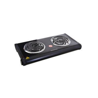 Hornilla eléctrica 2 quemadores negra con control de temperatura 1500W - Black+Decker BD-DB1002B