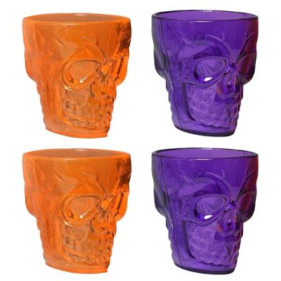 Set de shots Halloween 4 piezas - calavera color surtido 5 cm HL