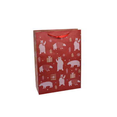 Funda de regalo navideña 30x41x12 cm – diseño osos Kraft Ideal
