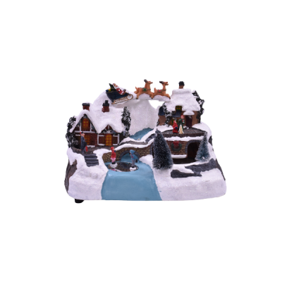 Escena navideña con luz – Santa con trineo Luxury