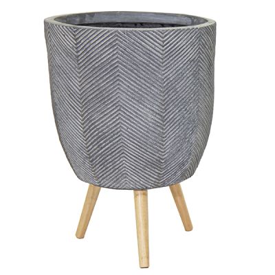 Macetero alto gris Iowa Leggs Egg Pot MGC