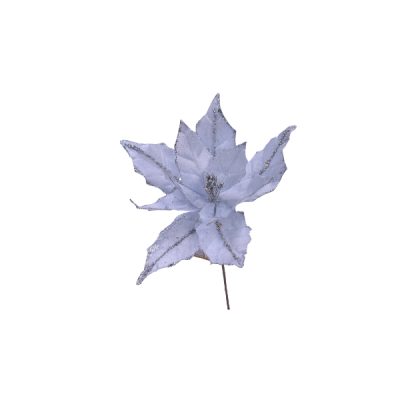 Flor navideña Poinsettia 30 cm – color plata 11 pétalos Miro