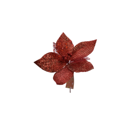 Flor navideña Poinsettia 30 cm – color rojo 8 pétalos Miro