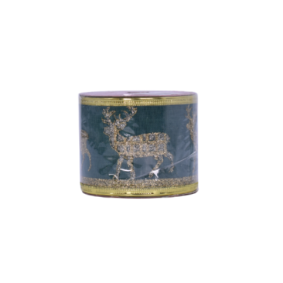 Cinta navideña decorativa 6.5 cm x 10 yd – rojo, verde y dorado surtido Maranelo