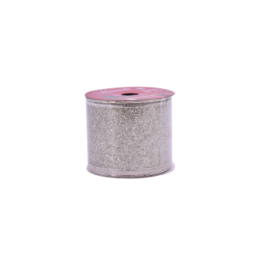 Cinta navideña decorativa 6.5 cm x 10 yd – verde y plateado surtido Maranelo