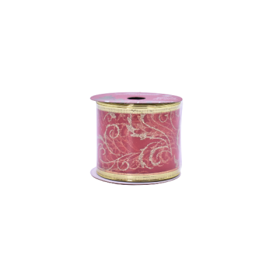 Cinta navideña decorativa 6.5 cm x 10 yd – rojo champaña surtido Maranelo