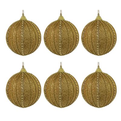 Set 6 Bolas Decorativas 8Cm Dorado Escarchado Santini (130-2501798)