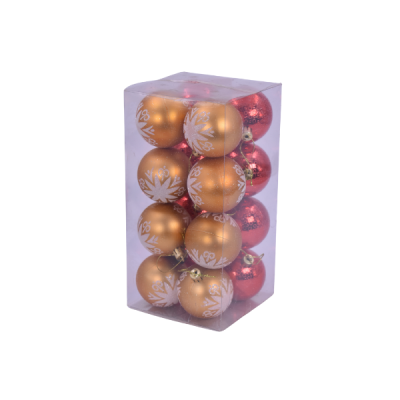 Set de 16 bolas navideñas dorado/rojo 6 cm – clásico navideño
