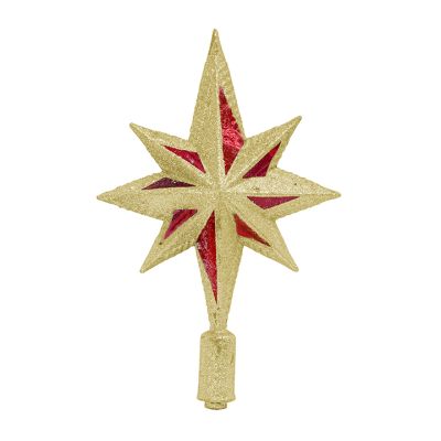 Estrella para Árbol de Navidad Dorado y Rojo 25Cm (Sycd18-030)