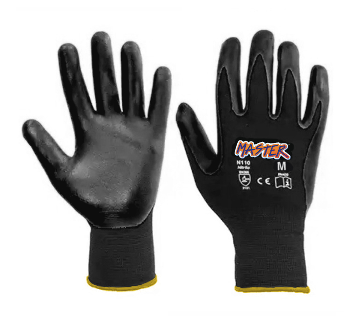 Guantes (Trabajo-Pesado) Negro-Amarillo (N100) Talla M MASTERBRILL  7861027544617