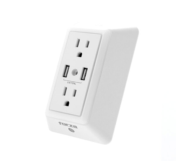 Derivación 110/220V Usb 2 Tomas (Luz Nocturna) FORZA (FWT-2201USB)