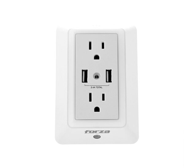 Derivación 110/220V Usb 2 Tomas (Luz Nocturna) FORZA (FWT-2201USB) - Imagen 2